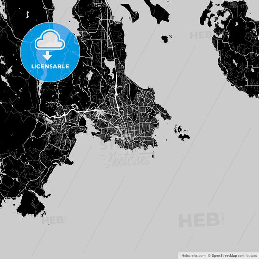 Victoria, British Columbia, Area Map, Dark