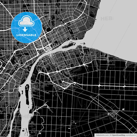 Windsor, Ontario, Area Map, Dark