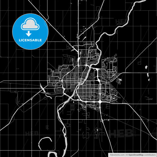 Saskatoon, Saskatchewan, Area Map, Dark