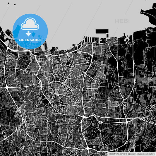 Jakarta, Indonesia, Area Map, Dark