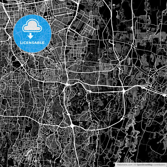 East Jakarta, Indonesia, Area Map, Dark