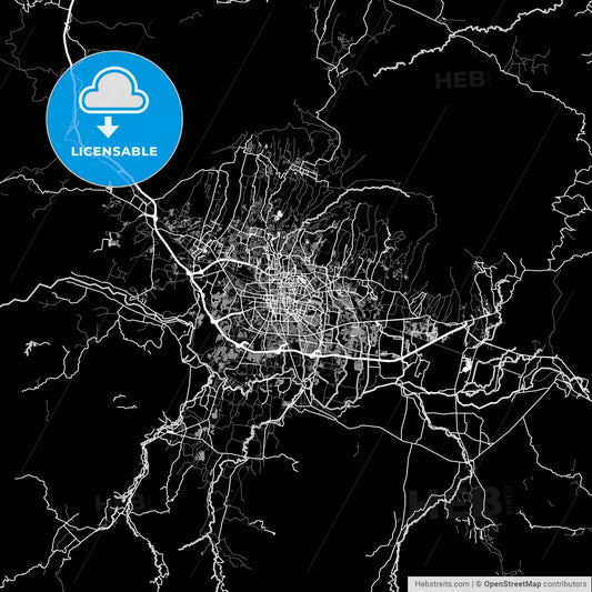 Bandung, West Java, Area Map, Dark