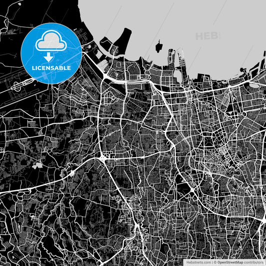West Jakarta, Indonesia, Area Map, Dark