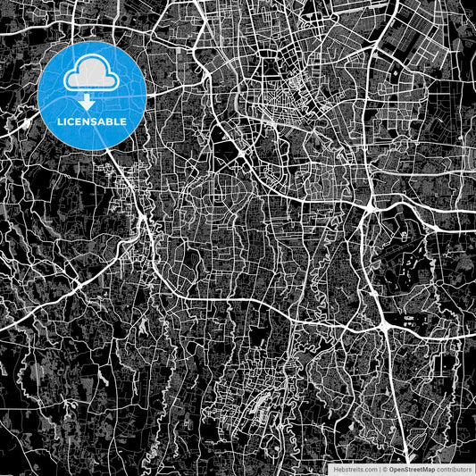 South Jakarta, Indonesia, Area Map, Dark