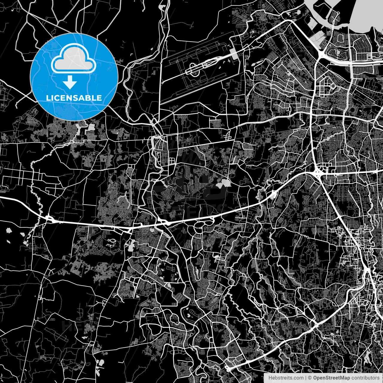 Tangerang, Banten, Area Map, Dark