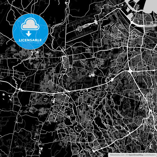 Tangerang, Banten, Area Map, Dark