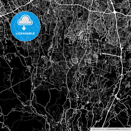 Depok, West Java, Area Map, Dark
