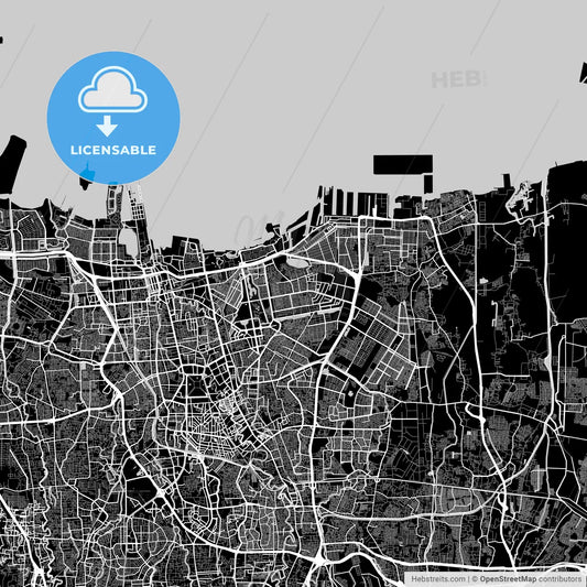 North Jakarta, Indonesia, Area Map, Dark