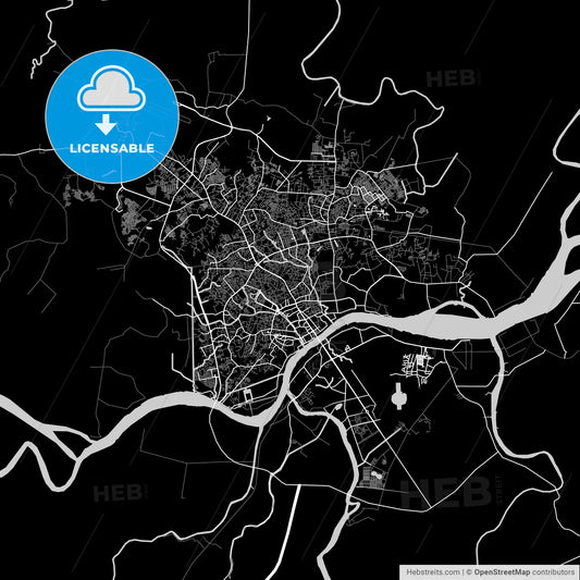 Palembang, South Sumatra, Area Map, Dark