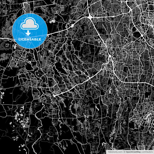 South Tangerang, Banten, Area Map, Dark