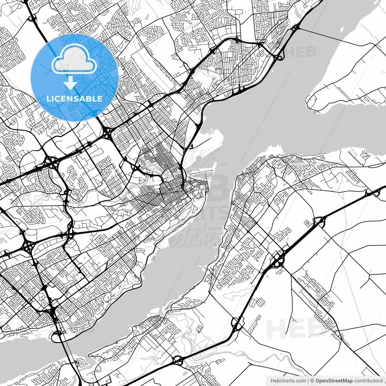 Quebec City, Quebec, Downtown City Map, Light