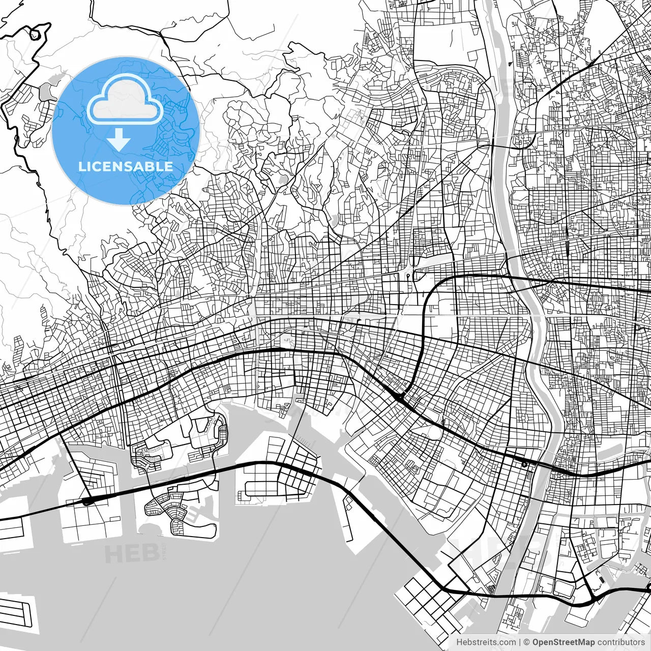 西宮市 Nishinomiya, City Map, Light