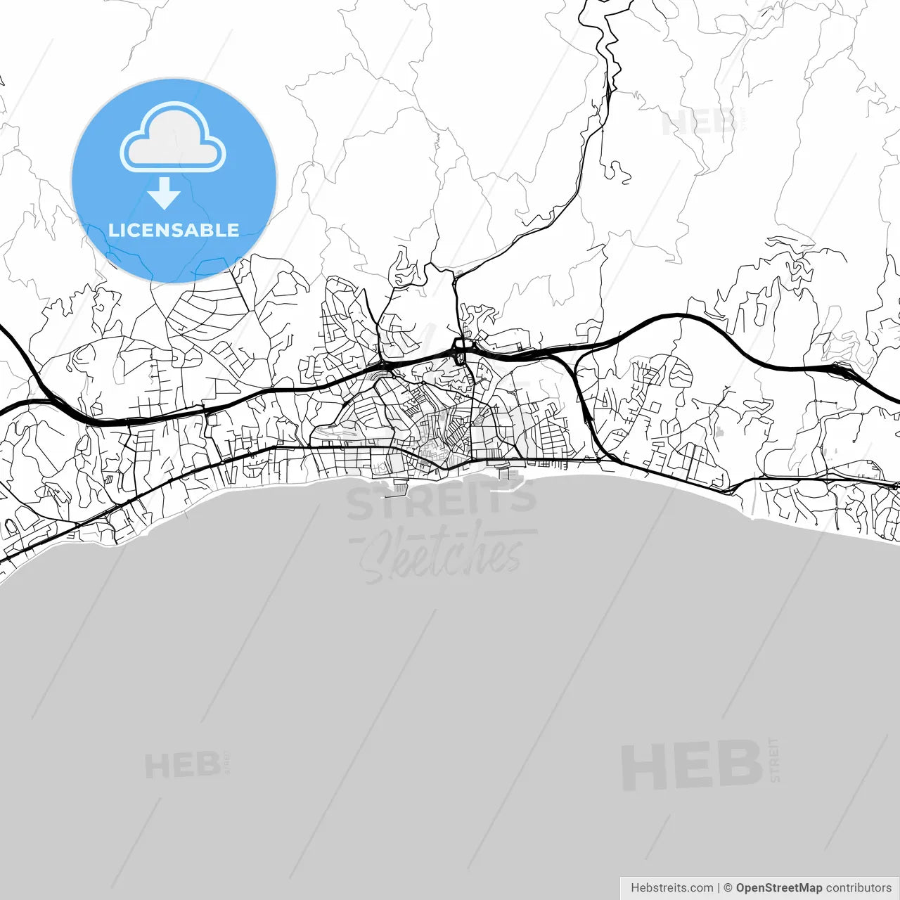City map of Marbella, Spain, light version