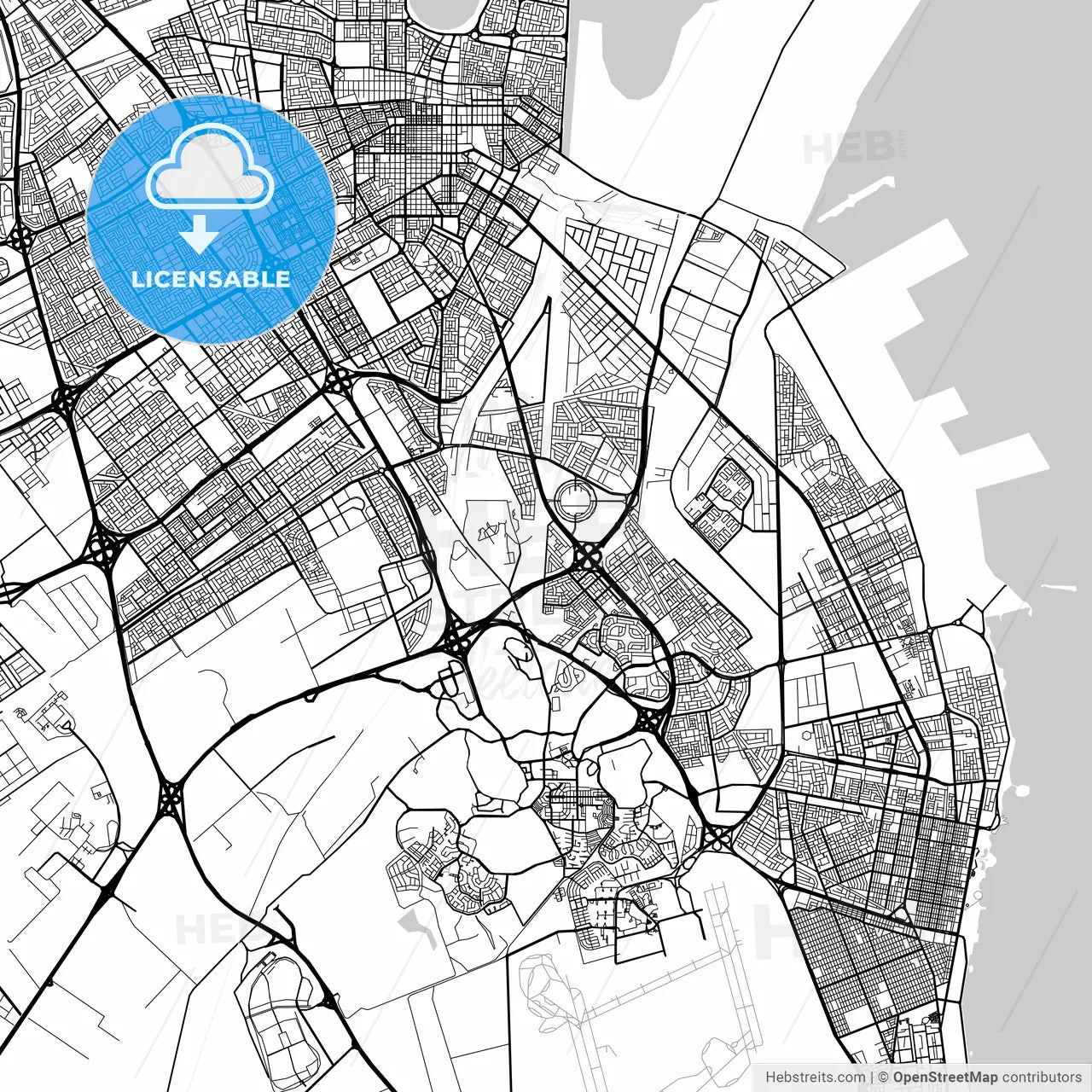 Map of Dammam, Eastern Province, Saudi Arabia