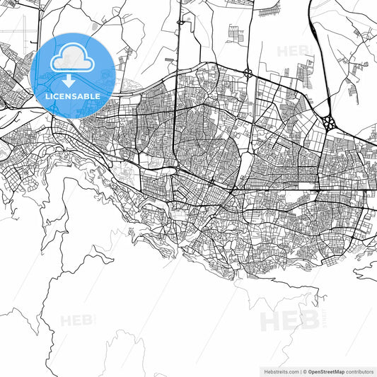 Map of Bursa, Turkey