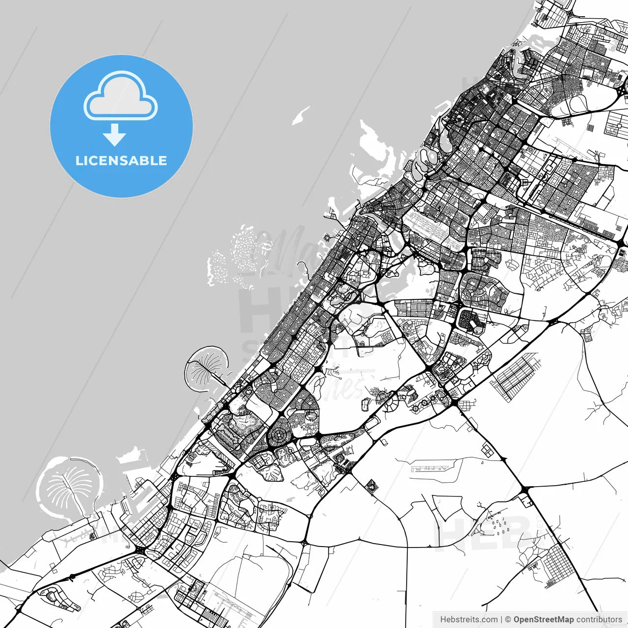 Map of Dubai, United Arab Emirates