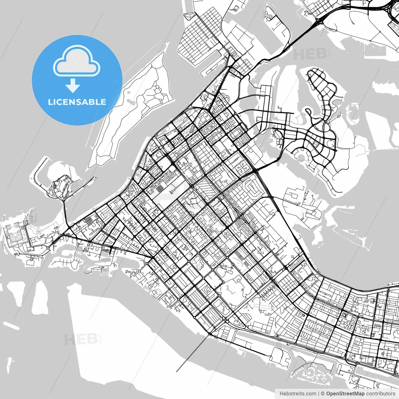 Map of Abu Dhabi, United Arab Emirates