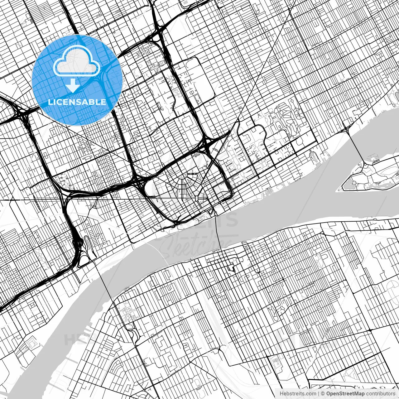 Map of Detroit, Michigan