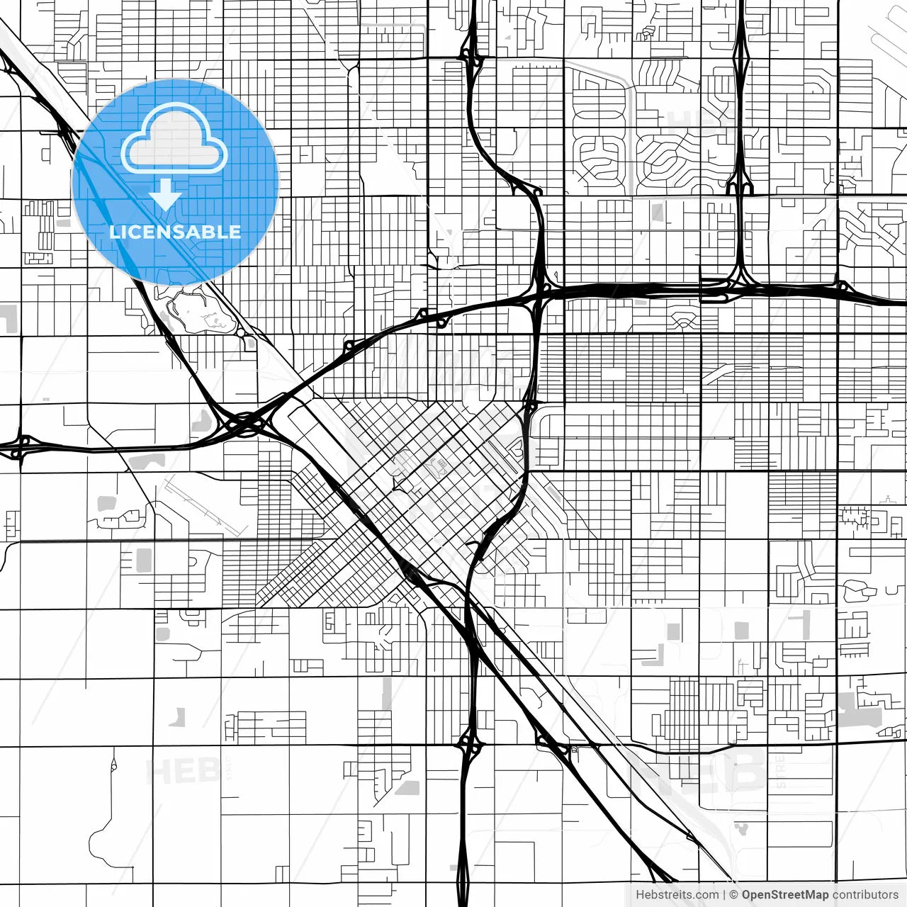Map of Fresno, California