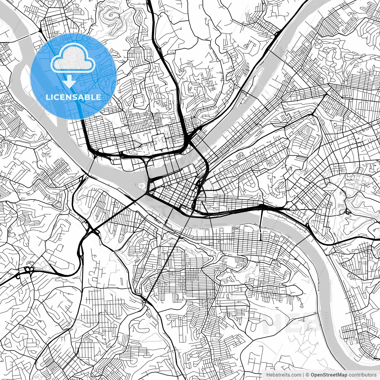 Map of Pittsburgh, Pennsylvania