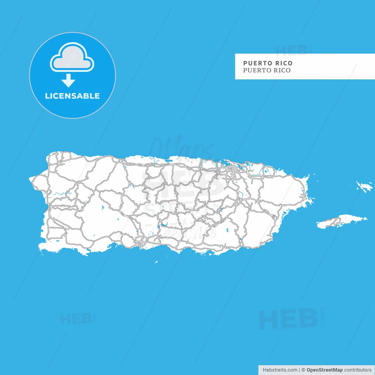 Map of Puerto Rico Island