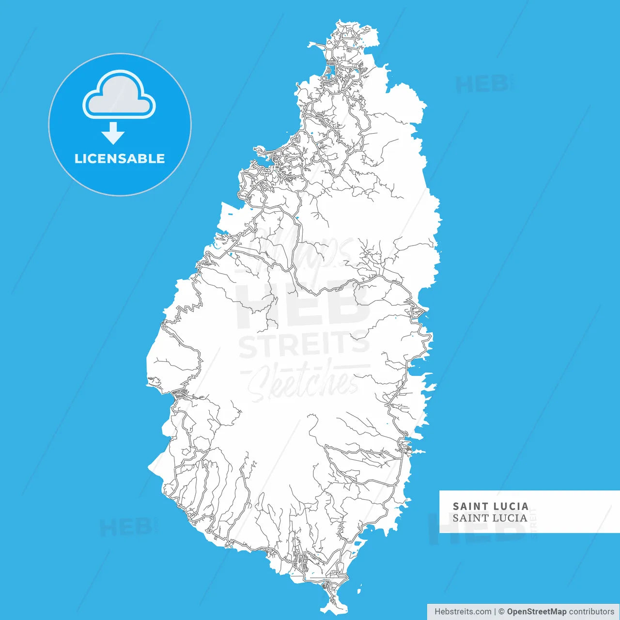 Map of Saint Lucia Island