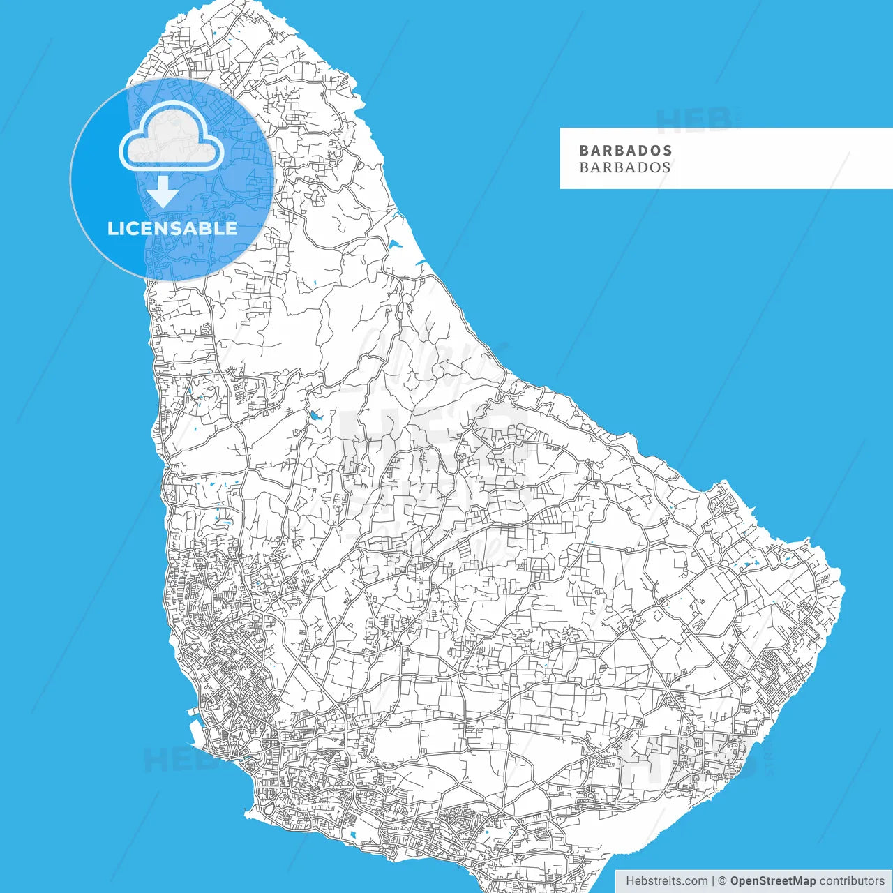 Map of Barbados Island