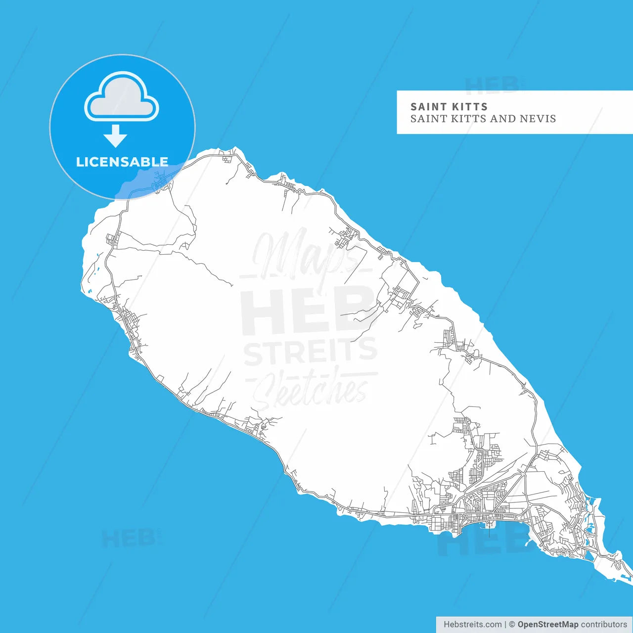 Map of Saint Kitts Island
