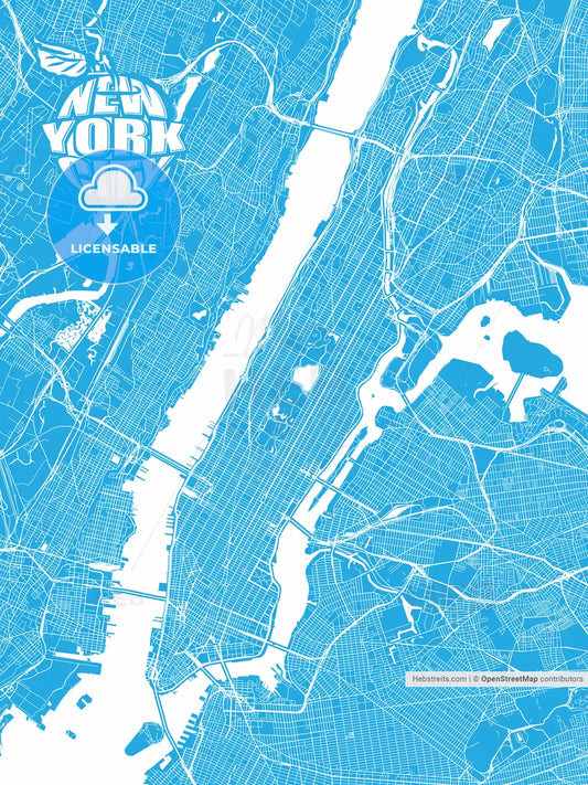 Blue map of New York City with Apple Logo