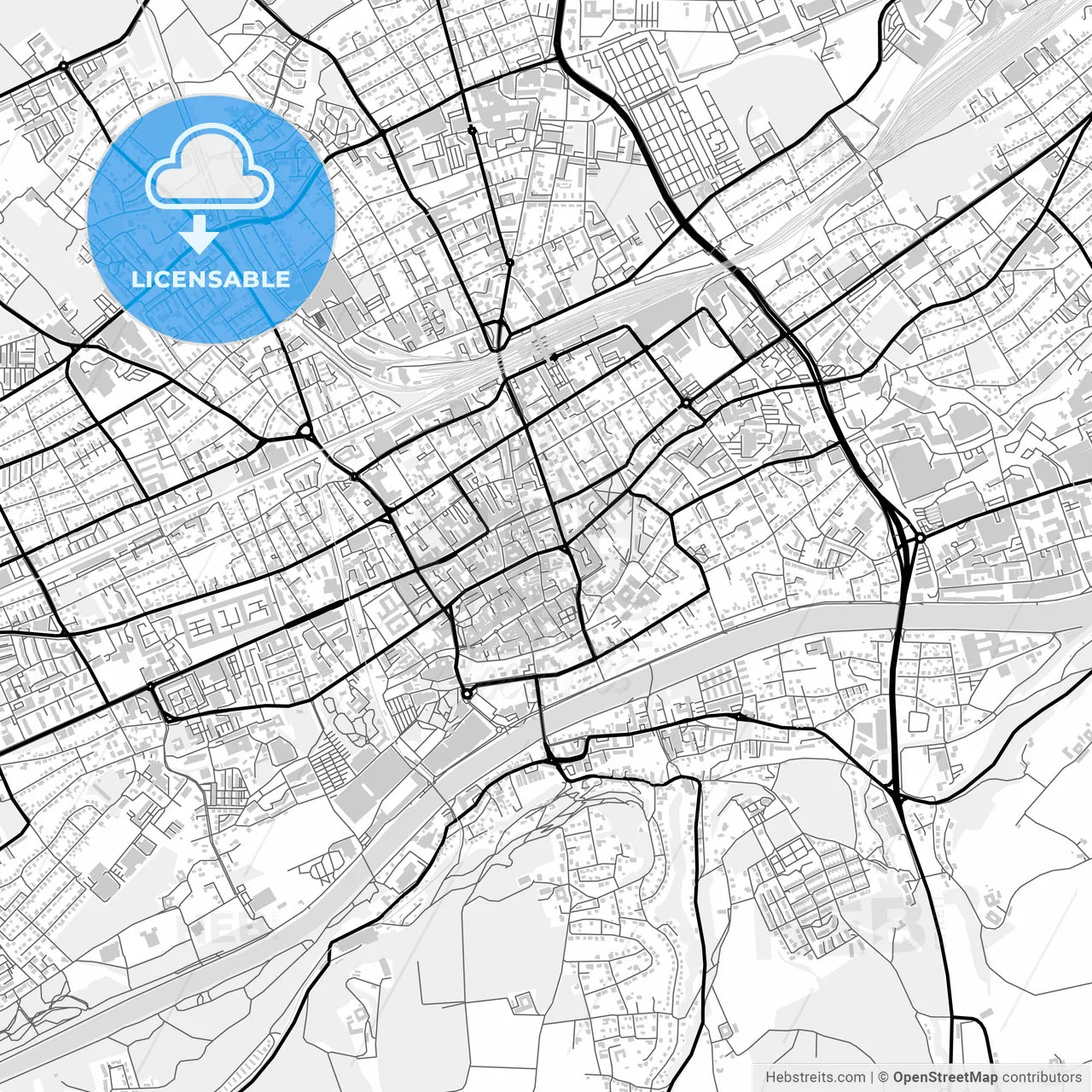 Downtown map of Wels, Austria
