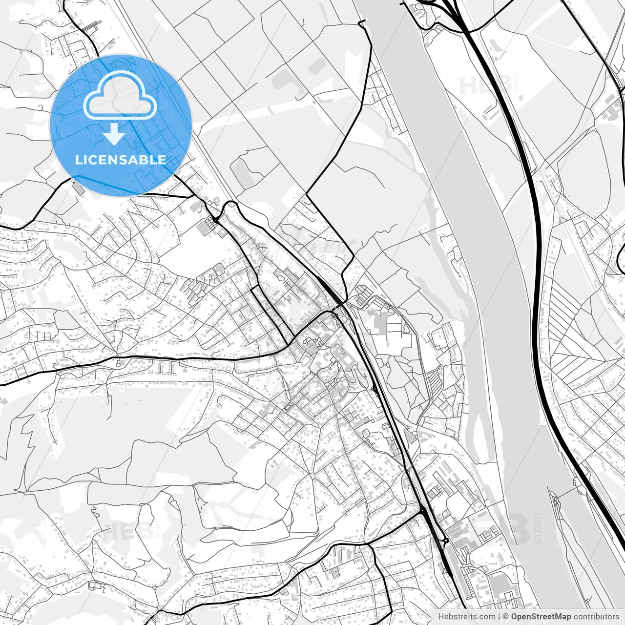 Downtown map of Klosterneuburg, Austria