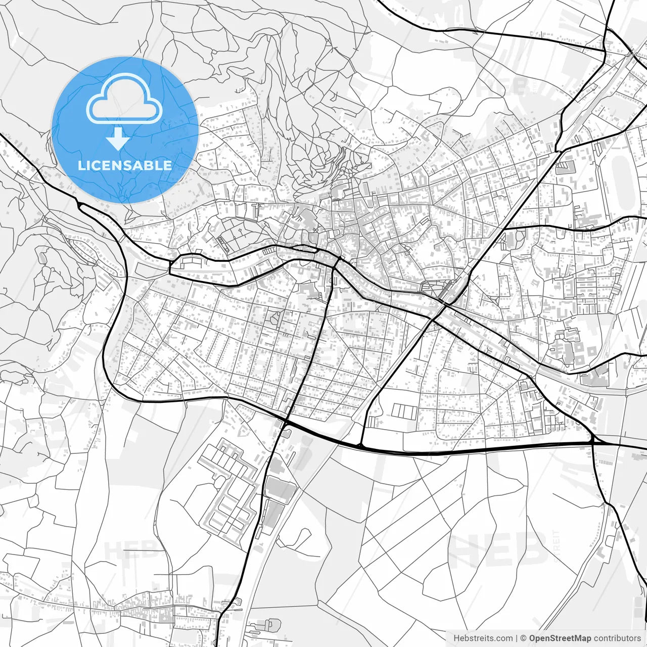 Downtown map of Baden bei Wien, Austria