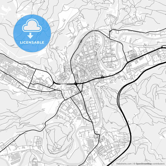 Downtown map of Leoben, Austria