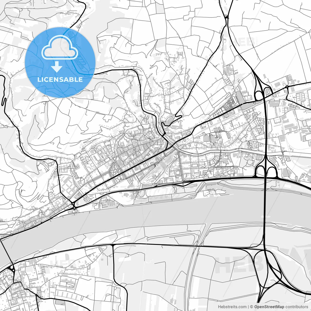 Downtown map of Krems an der Donau, Austria
