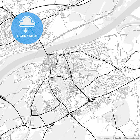 Downtown map of Braunau am Inn, Austria