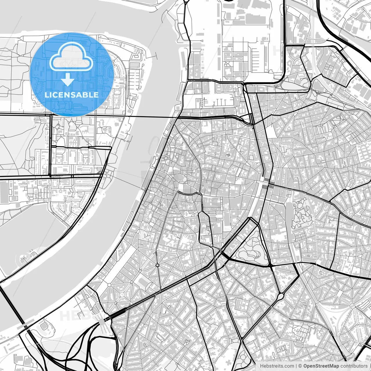 Downtown map of Antwerp, Belgium