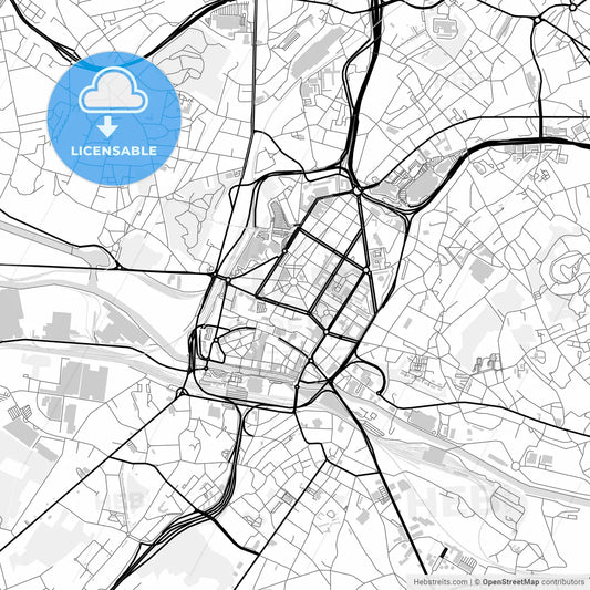 Downtown map of Charleroi, Belgium