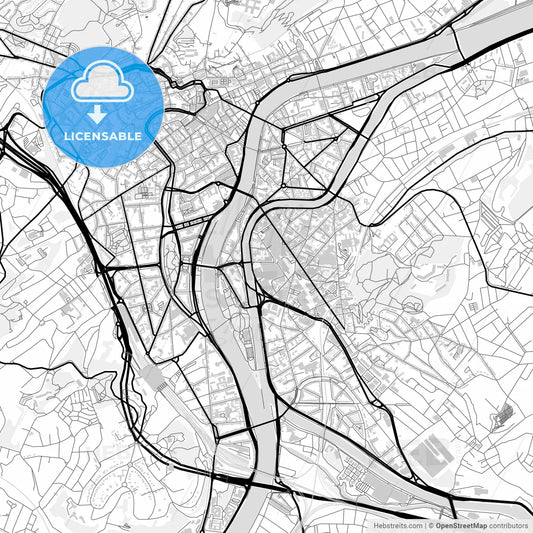 Downtown map of Liège, Belgium