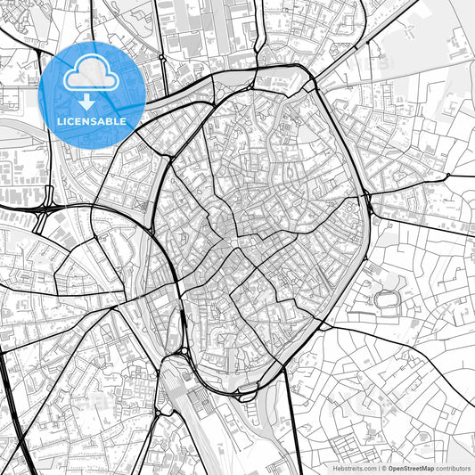 Downtown map of Bruges, Belgium