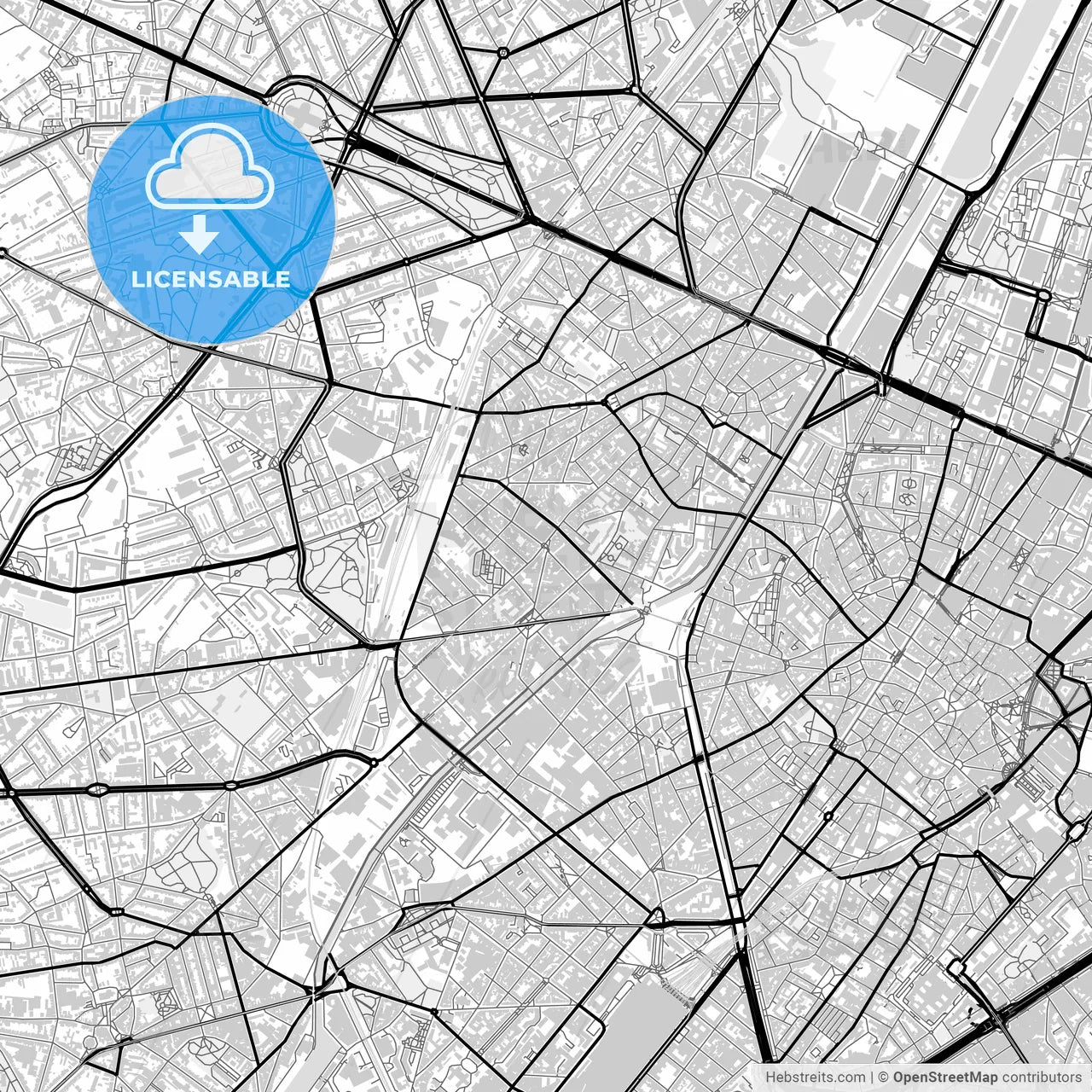 Downtown map of Sint-Jans-Molenbeek, Belgium