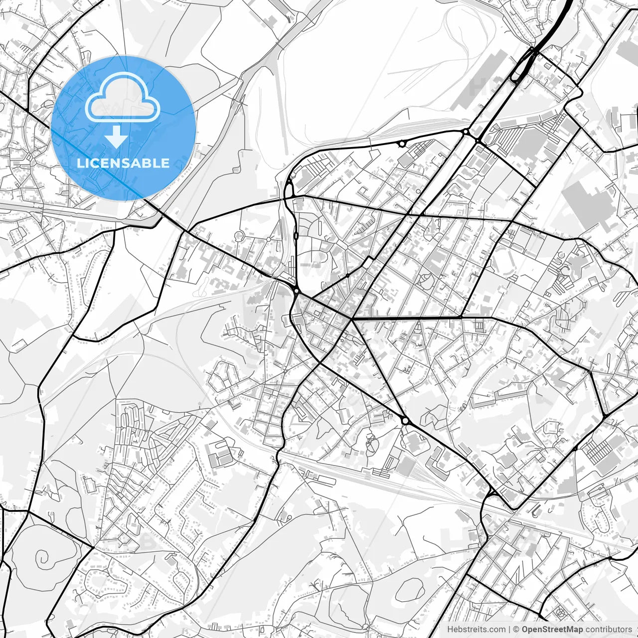 Downtown map of La Louvière, Belgium