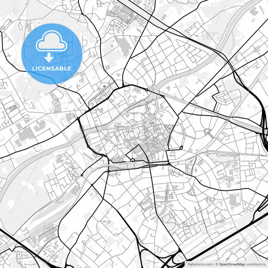 Downtown map of Kortrijk, Belgium