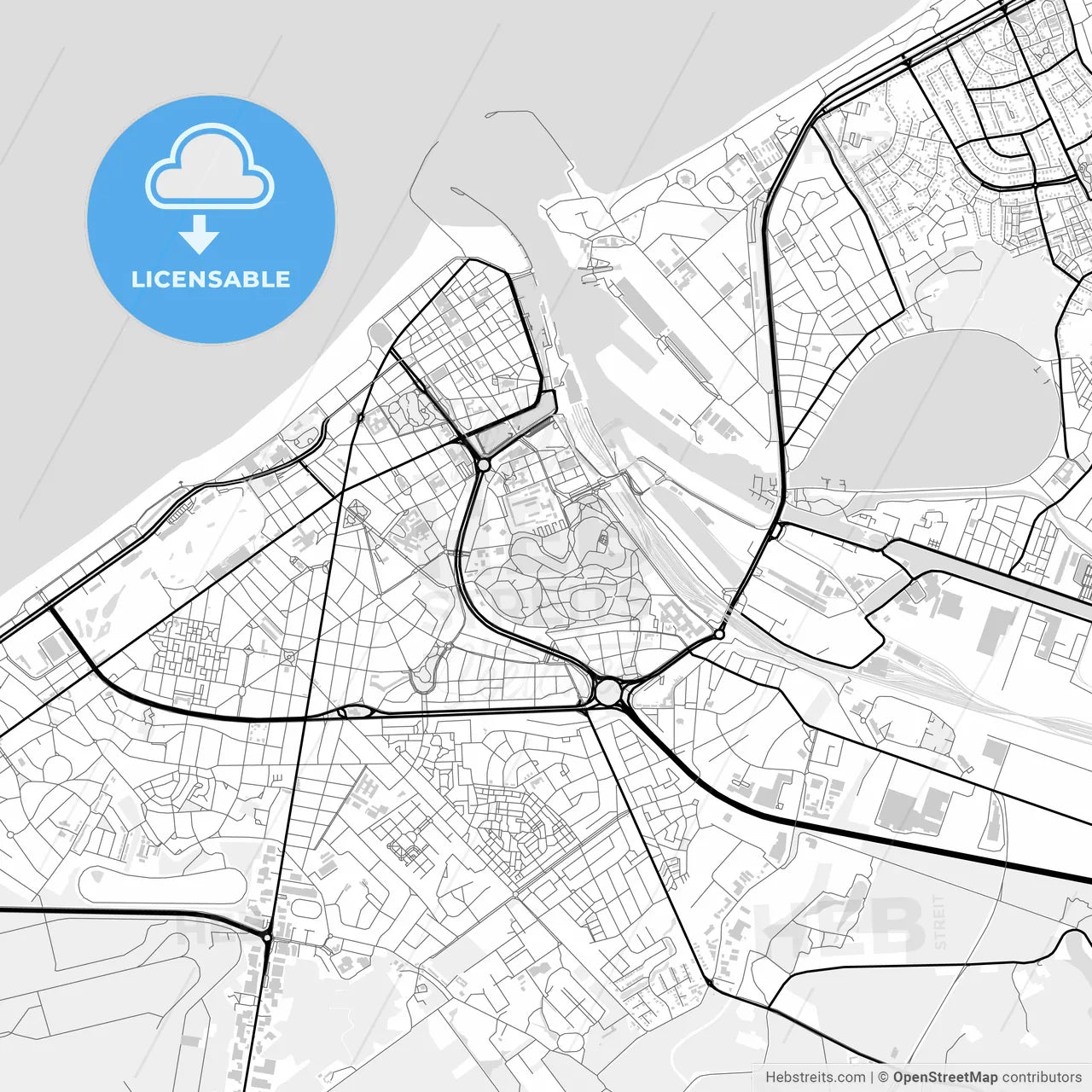 Downtown map of Ostend, Belgium