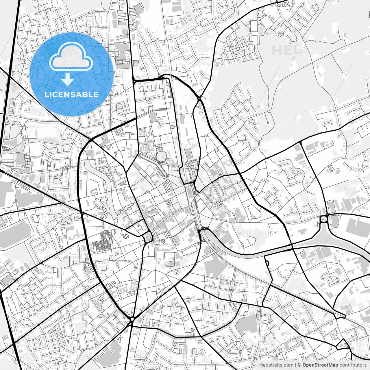 Downtown map of Roeselare, Belgium