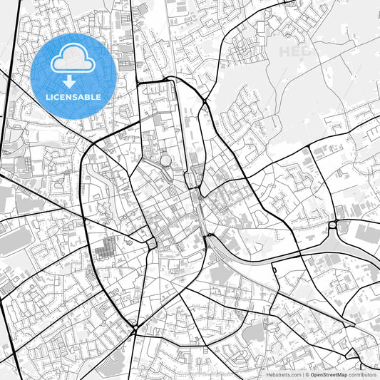 Downtown map of Roeselare, Belgium