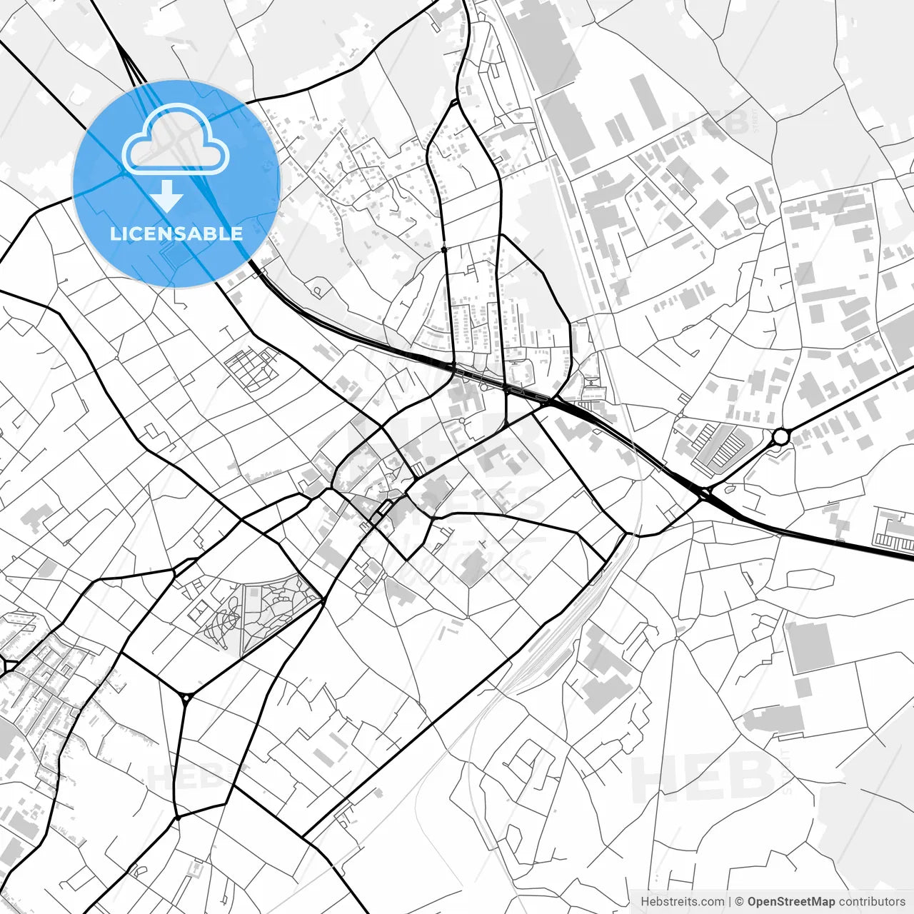 Downtown map of Mouscron, Belgium