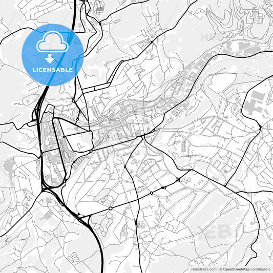 Downtown map of Verviers, Belgium