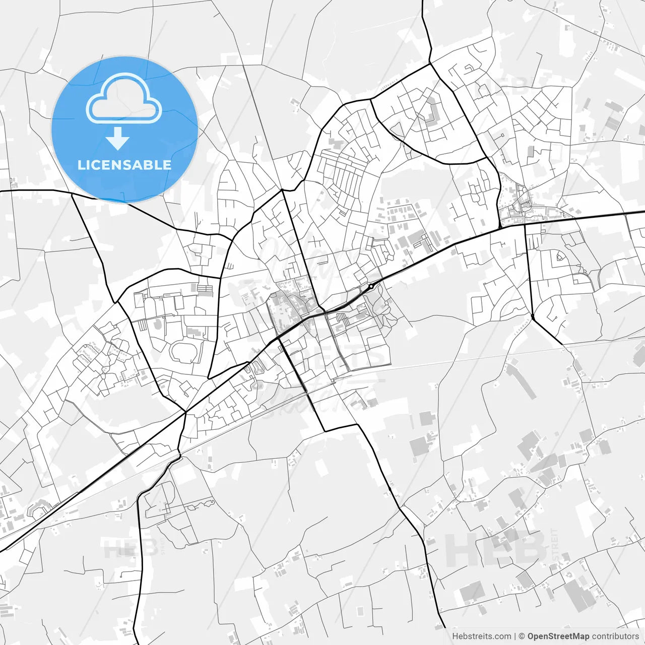 Downtown map of Beveren, Belgium