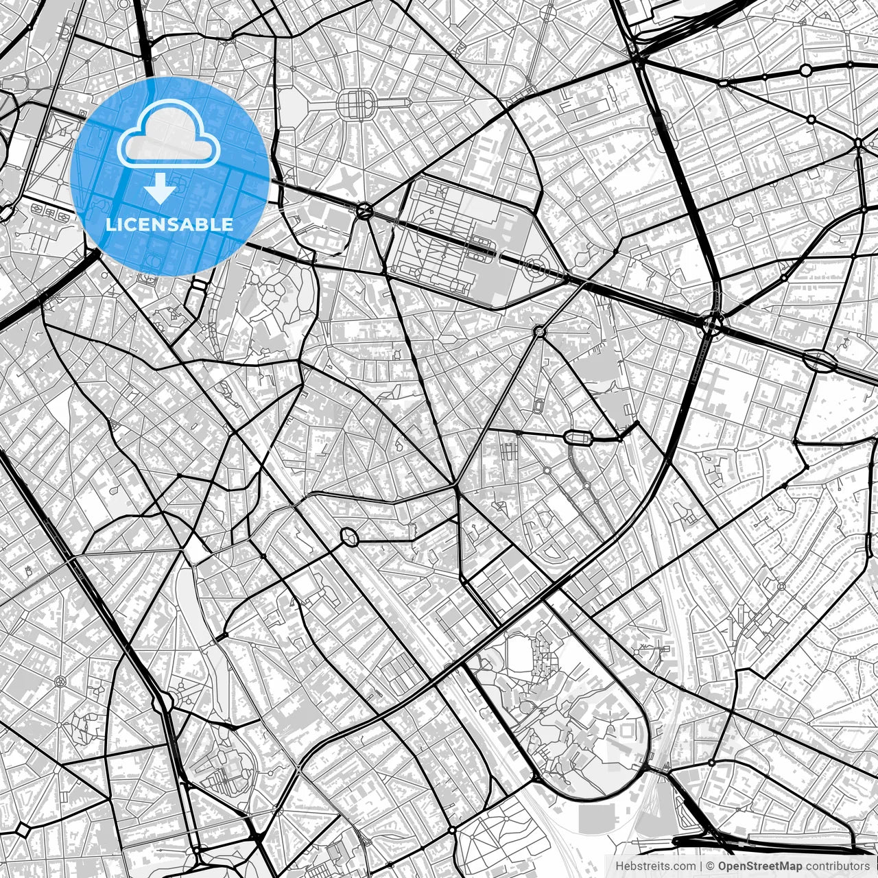 Downtown map of Etterbeek, Belgium