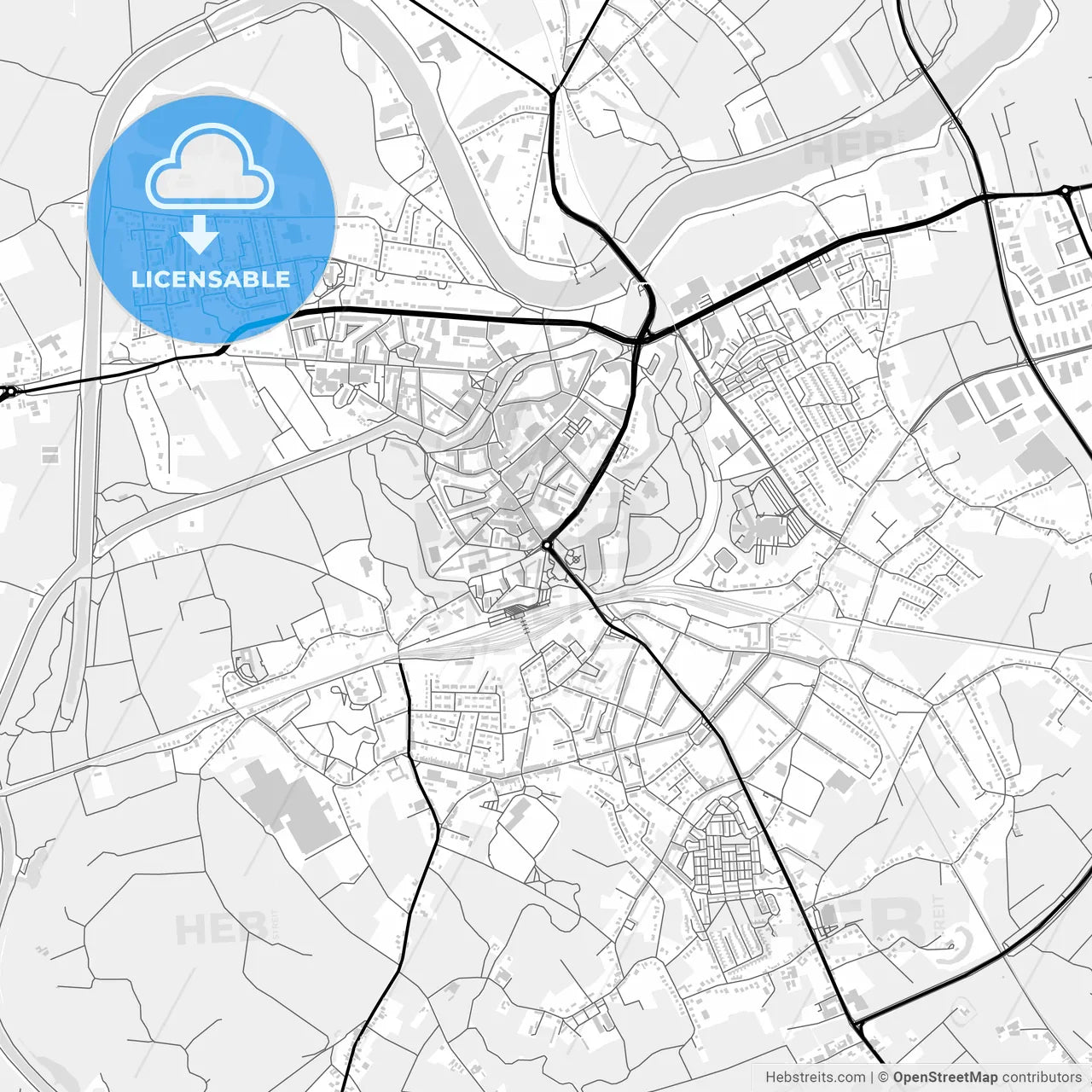 Downtown map of Dendermonde, Belgium